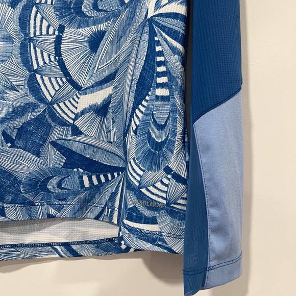 Greg Norman Womens SolarXP Playdry Quarter Zip Blue Tropical Size M - Picture 2 of 9